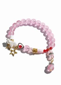 Pink Beaded Charm Bracelet