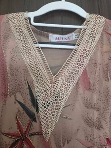 Stylish Printed Kurta with Lace XL