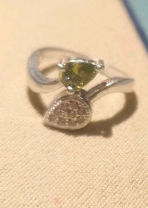 Leaf Design Gemstone Ring pure silver