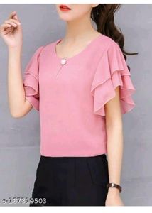 Chic Pink Ruffled Sleeve Top