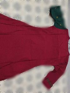 Elegant Maroon &amp; Green Printed Kurta