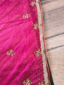 Stylish Full Flair Saree With Blouse  & Petti Coat Also   Magenta Colour Heavy Work  Saree   Party Wear Saree  Only One Time Use   Febric  --net