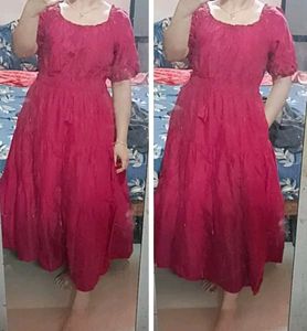 Maroon Tiered Maxi Dress