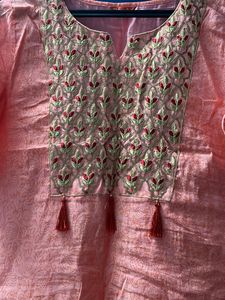 Peach Embroidered Kurta