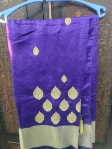 Vibrant Purple Saree with Gold Motifs