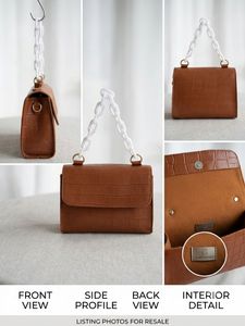 Chic Croc Embossed Chain Handle Bag