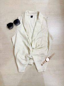 Chic Striped Knot Front Sleeveless Top