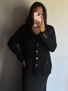 Elegant Black Blazer with Gold Buttons