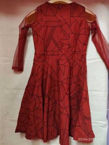 Red Geometric Print Party Dress