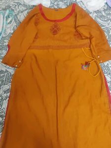 Mustard Kurta with detachable shrug