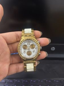 Gold & White Chronograph Watch