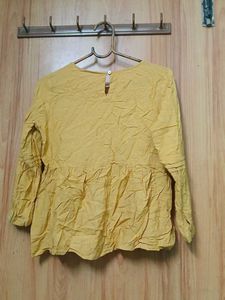 Yellow Embroidered Peplum Top