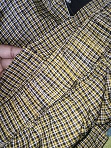 Plaid Ruffle Midi Skirt
