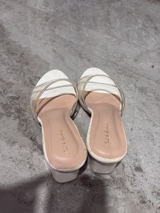 White Clear Strap Heels