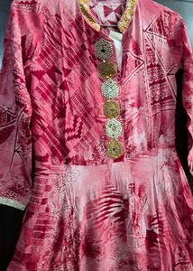 Elegant Red Printed Anarkali Kurti