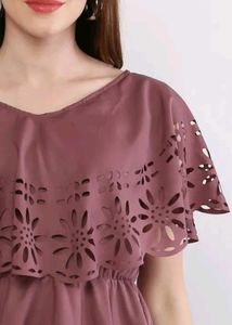 Chic Mauve Cut-Out Sleeve Top