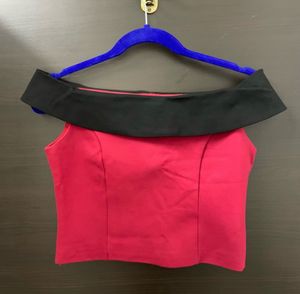 Chic Off-Shoulder Two-Tone Top
