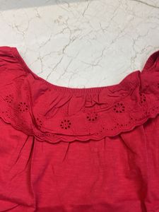 red cute top off shoulder