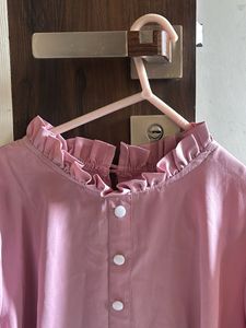 Pink Ruffled Neck Blouse