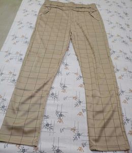 Stylish Beige Check Print Leggings for Women