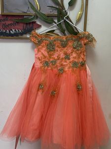 Orange Tulle Party Dress For Baby Girl