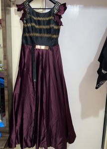 Black And Burgundy Cocktail Gown