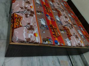 Vibrant Cotton Bedsheet with Village Scene