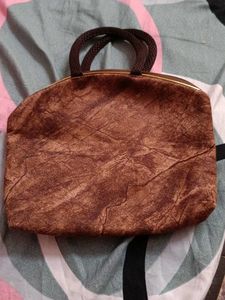 Brown Textured Handbag
