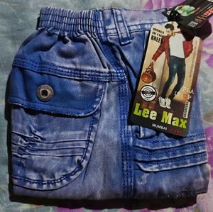 Men's Blue Washed Cargo Jeans Size-28