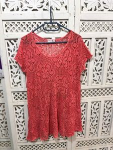 🌸 Imported Coral Crochet Knit Top G