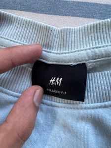 H&amp;m Light Blue Crew Neck Sweatshirt