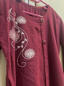 Maroon Embroidered Kurta