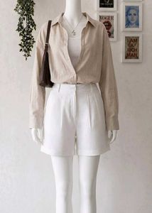 White Wide Leg Pleated Shorts