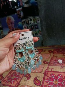 Lavanya Blue &amp; Silver Dangle Earrings