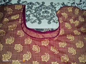 Maroon & Gold Brocade Blouse