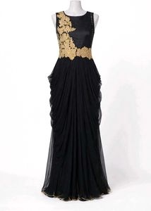 Elegant Black Embroidered Gown