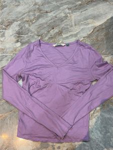 Lavender V-Neck Long Sleeve Top