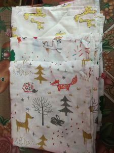New Soft Linen Baby Wrapping Towel,100*100 For New Borns,Pack Of Three