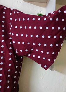Maroon Polka Dot Tie-Up Top
