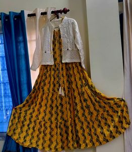 Yellow Kurti With Coat