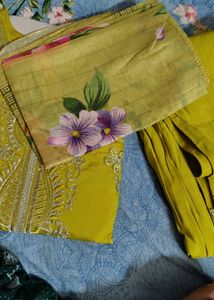 Elegant New Embroidered Yellow Kurta Set