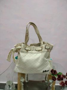 Stylish Cream Textured Hobo Bag