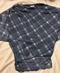 H&amp;M Chic Plaid Sheer Sleeve Top
