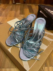 Metallic Blue Strappy Heels
