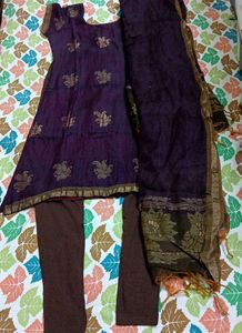 Elegant Purple Cotton Silk Kurta set