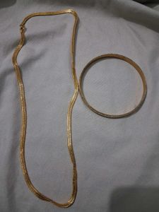 Elegant Gold Chain and kada  Set