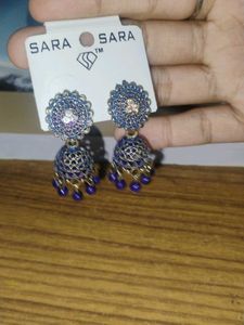 Beautiful Blue Jhumka Earrings