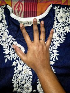 Stylish Blue Kurta with White Embroidery