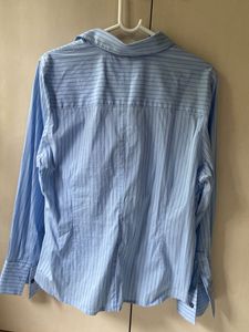 Chic Blue Striped Wrap Shirt