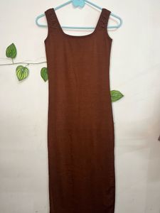 Brown Sleeveless Midi Dress